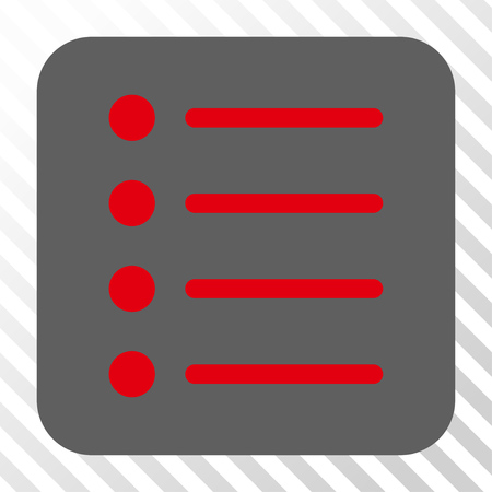 Items interface toolbar icon. Vector pictograph style is a flat symbol inside a rounded square button, red and gray colors, hatched diagonally transparent background.のイラスト素材