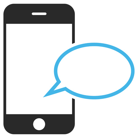 Smartphone Message Balloon EPS vector icon. Illustration style is flat iconic bicolor blue and gray symbol on white background.のイラスト素材