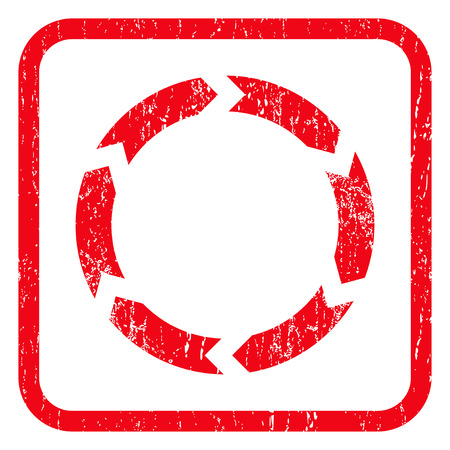 Circulation rubber seal stamp watermark. Icon symbol inside rounded rectangular frame with grunge design and dust texture. Unclean vector red ink emblem on a white background.のイラスト素材