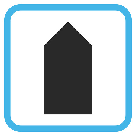 Direction Up blue and gray glyph icon. Image style is a flat pictogram symbol inside a rounded square frame on a white background.の写真素材