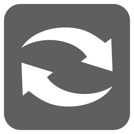Exchange Arrows glyph icon. Image style is a flat icon symbol on a rounded square button, white and silver gray colors.の写真素材
