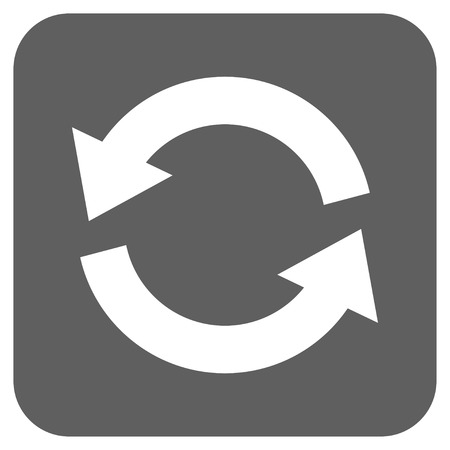 Refresh glyph icon. Image style is a flat icon symbol in a rounded square button, white and silver gray colors.の写真素材