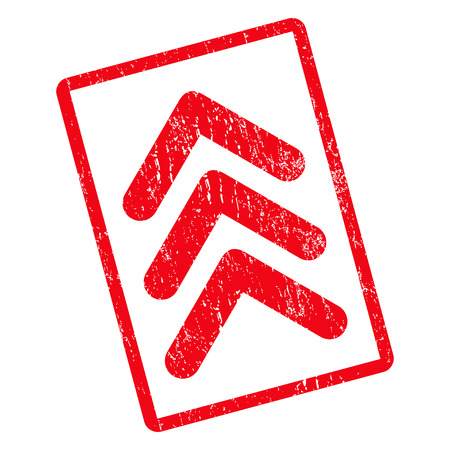 Triple Arrowhead Up rubber seal stamp watermark. Vector pictogram symbol inside rotated rounded rectangle with grunge design and unclean texture. Unclean red ink sign on a white background.のイラスト素材
