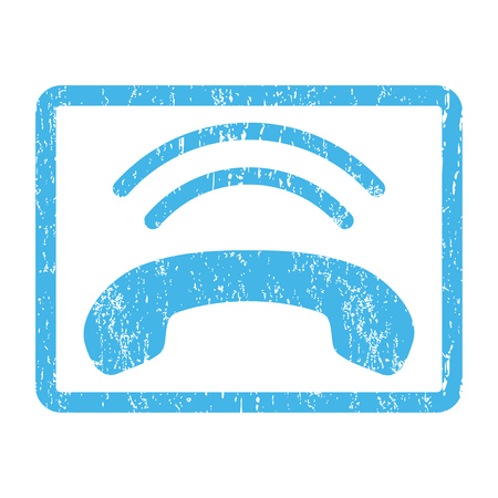 Phone Ring rubber seal stamp watermark. Vector icon symbol inside rounded rectangle with grunge design and unclean texture. Scratched blue ink sticker print on a white background.のイラスト素材