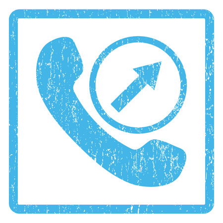 Outgoing Call rubber seal stamp watermark. Vector icon symbol inside rounded rectangle with grunge design and scratched texture. Scratched blue ink emblem print on a white background.のイラスト素材