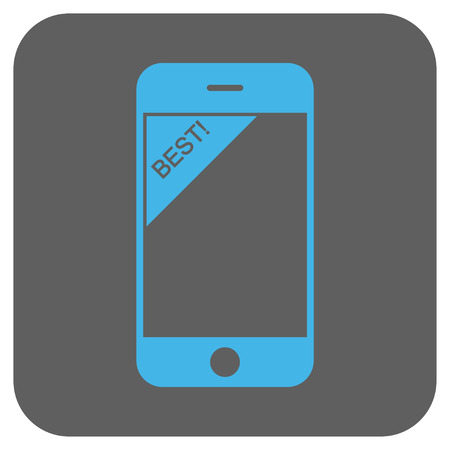 Best Telephone vector icon. Image style is a flat icon symbol on a rounded square button, light blue and gray colors.のイラスト素材