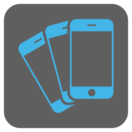 Mobile Phones vector icon. Image style is a flat icon symbol inside a rounded square button, light blue and gray colors.のイラスト素材