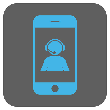 Smartphone Operator Contact Portrait vector icon. Image style is a flat icon symbol on a rounded square button, light blue and gray colors.のイラスト素材
