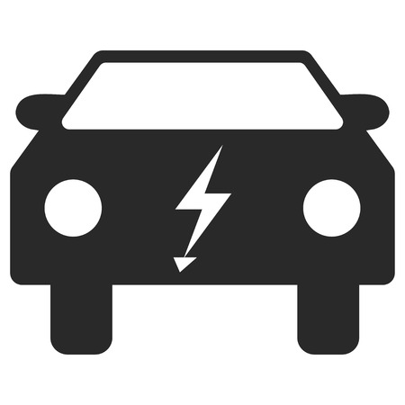 Electric Power Car EPS glyph icon. Illustration style is flat iconic gray symbol on white background.の写真素材