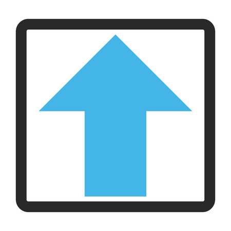 Arrow Up glyph icon. Image style is a flat bicolor icon symbol in a rounded rectangle, blue and gray colors, white background.の写真素材