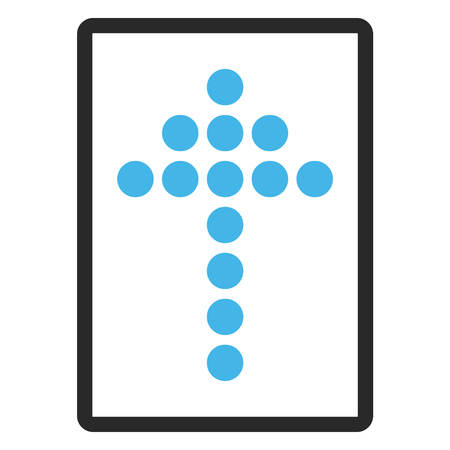 Dotted Arrow Up glyph icon. Image style is a flat bicolor icon symbol in a rounded rectangle, blue and gray colors, white background.の写真素材