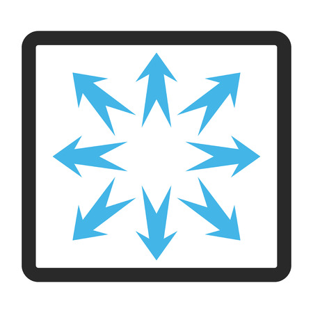 Expand Arrows glyph icon. Image style is a flat bicolor icon symbol in a rounded rectangle, blue and gray colors, white background.の写真素材