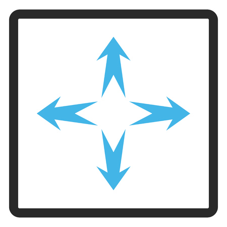 Expand Arrows glyph icon. Image style is a flat bicolor icon symbol in a rounded rectangle, blue and gray colors, white background.の写真素材