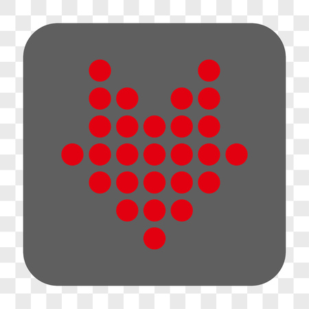 Dotted Arrow Down interface toolbar button. Vector icon style is a flat symbol in a rounded square button, red and gray colors, chess transparent background.のイラスト素材