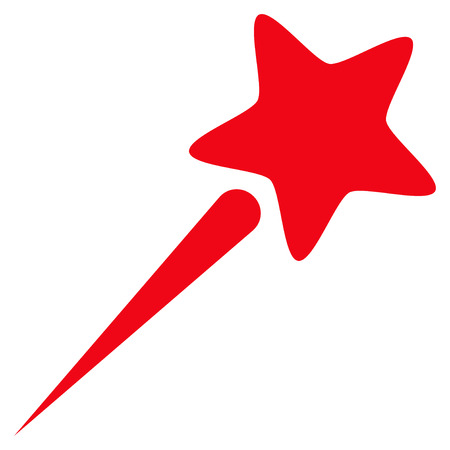 Flying Star flat icon. Vector red symbol. Pictogram is isolated on a white background. Trendy flat style illustration for web site design,  , ads, apps, user interface.のイラスト素材