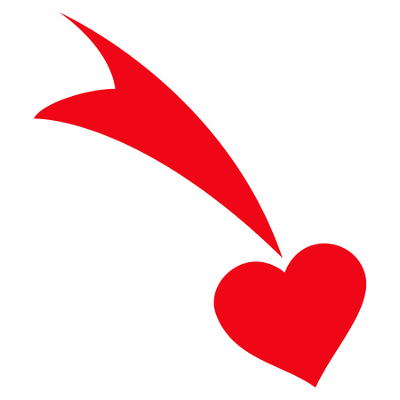Falling Heart flat icon. Vector red symbol. Pictograph is isolated on a white background. Trendy flat style illustration for web site design, logo, ads, apps, user interface.のイラスト素材