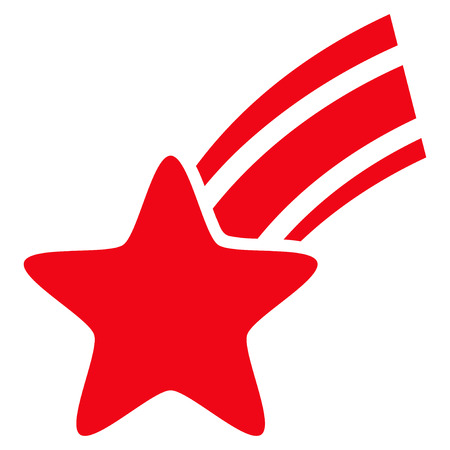 Falling Star flat icon. Vector red symbol. Pictograph is isolated on a white background. Trendy flat style illustration for web site design, logo, ads, apps, user interface.のイラスト素材