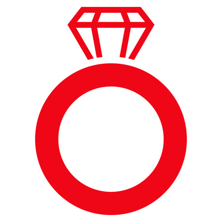 Gem Ring flat icon. Vector red symbol. Pictogram is isolated on a white background. Trendy flat style illustration for web site design,  , ads, apps, user interface.のイラスト素材