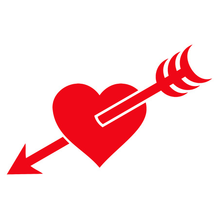 Arrow Heart flat icon. Vector red symbol. Pictogram is isolated on a white background. Trendy flat style illustration for web site design,  , ads, apps, user interface.のイラスト素材