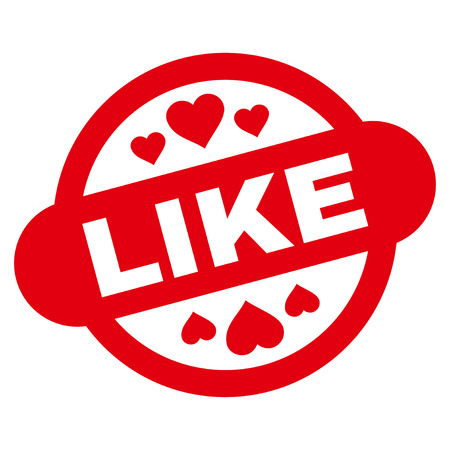 Like Stamp Seal flat icon. Vector red symbol. Pictograph is isolated on a white background. Trendy flat style illustration for web site design,  , ads, apps, user interface.のイラスト素材