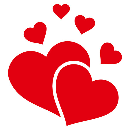 Lovely Hearts flat icon. Vector red symbol. Pictogram is isolated on a white background. Trendy flat style illustration for web site design,  , ads, apps, user interface.のイラスト素材