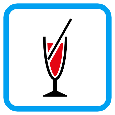 Cocktail vector icon. Image style is a flat pictograph symbol in a rounded square blue frame.のイラスト素材