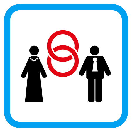 Marriage Persons vector icon. Image style is a flat pictograph symbol in a rounded square blue frame.の写真素材