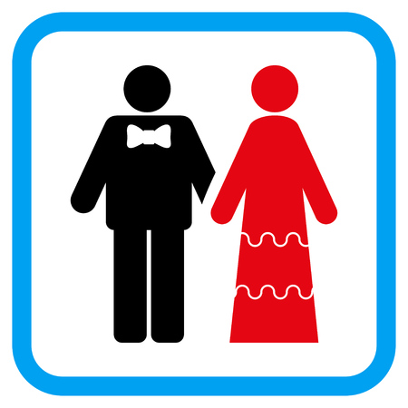 Wedding Persons vector icon. Image style is a flat icon symbol in a rounded square blue frame.の写真素材