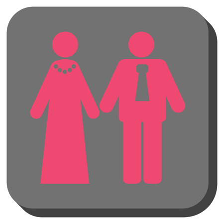Newlyweds toolbar button. Vector pictograph style is a flat symbol centered in a rounded square button, pink and gray colors.の写真素材