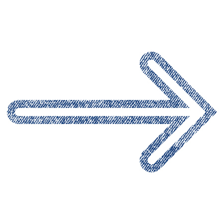 Arrow Right vector textured icon for overlay watermark stamps. Blue jeans fabric vectorized texture. Symbol with scratched design. Blue ink rubber seal stamp with fiber textile structure.のイラスト素材