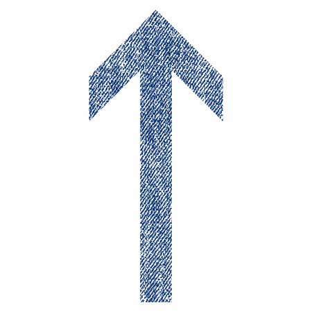 Arrow Up vector textured icon for overlay watermark stamps. Blue jeans fabric vectorized texture. Symbol with dirty design. Blue ink rubber seal stamp with fiber textile structure.のイラスト素材