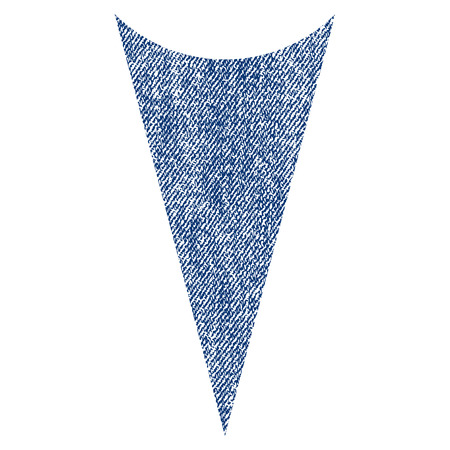 Arrowhead Down vector textured icon for overlay watermark stamps. Blue jeans fabric vectorized texture. Symbol with scratched design. Blue ink rubber seal stamp with fiber textile structure.のイラスト素材