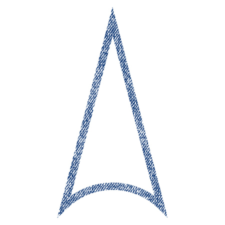 Arrowhead Up vector textured icon for overlay watermark stamps. Blue jeans fabric vectorized texture. Symbol with unclean design. Blue ink rubber seal stamp with fiber textile structure.のイラスト素材
