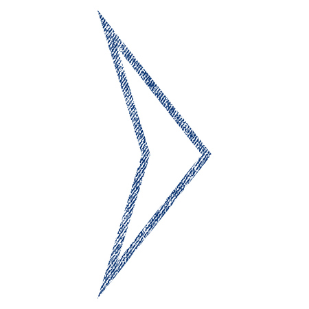 Arrowhead Right vector textured icon for overlay watermark stamps. Blue jeans fabric vectorized...