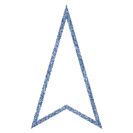 Pointer Up vector textured icon for overlay watermark stamps. Blue jeans fabric vectorized texture. Symbol with unclean design. Blue ink rubber seal stamp with fiber textile structure.のイラスト素材