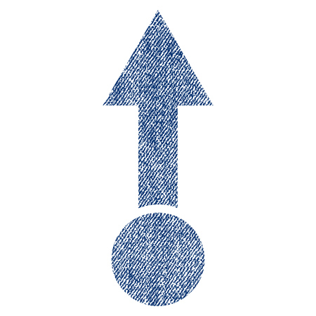 Pull Up vector textured icon for overlay watermark stamps. Blue jeans fabric vectorized texture. Symbol with scratched design. Blue ink rubber seal stamp with fiber textile structure.のイラスト素材