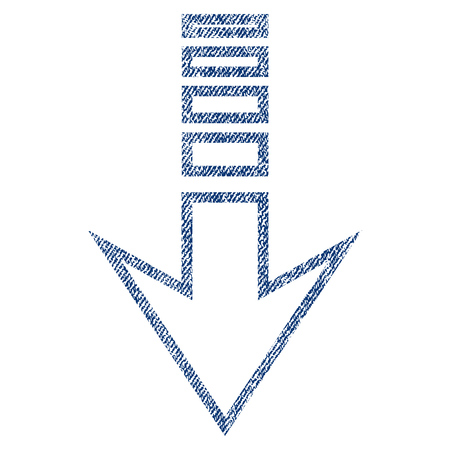 Send Down vector textured icon for overlay watermark stamps. Blue jeans fabric vectorized texture. Symbol with dirty design. Blue ink rubber seal stamp with fiber textile structure.のイラスト素材