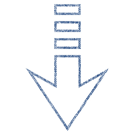 Send Down vector textured icon for overlay watermark stamps. Blue jeans fabric vectorized texture. Symbol with unclean design. Blue ink rubber seal stamp with fiber textile structure.のイラスト素材