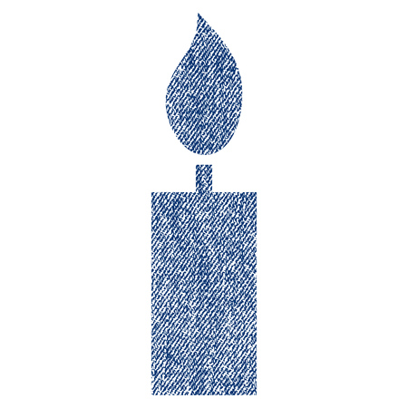 Candle vector textured icon for overlay watermark stamps. Blue jeans fabric vectorized texture. Symbol with dust design. Blue ink rubber seal stamp with fiber textile structure.のイラスト素材