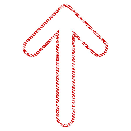 Rounded Arrow Up vector textured icon for overlay watermark stamps. Red fabric vectorized texture. Symbol with scratched design. Red ink rubber seal stamp with fiber textile structure.のイラスト素材