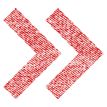 Shift Right vector textured icon for overlay watermark stamps. Red fabric vectorized texture. Symbol with dust design. Red ink rubber seal stamp with fiber textile structure.のイラスト素材