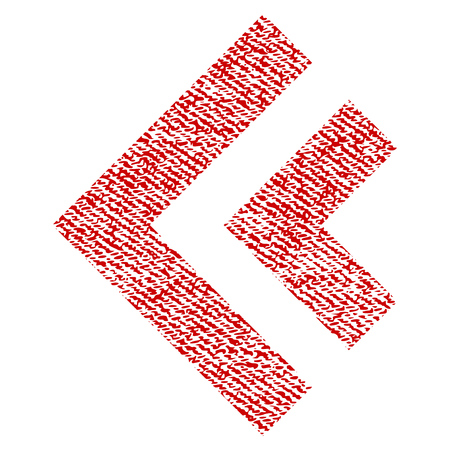 Shift Left vector textured icon for overlay watermark stamps. Red fabric vectorized texture. Symbol with scratched design. Red ink rubber seal stamp with fiber textile structure.のイラスト素材