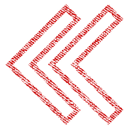 Shift Left vector textured icon for overlay watermark stamps. Red fabric vectorized texture. Symbol with dirty design. Red ink rubber seal stamp with fiber textile structure.のイラスト素材