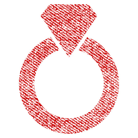 Diamond Ring vector textured icon for overlay watermark stamps. Red fabric vectorized texture. Symbol with dirty design. Red ink rubber seal stamp with fiber textile structure.のイラスト素材