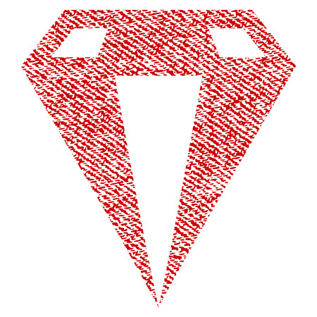 Diamond vector textured icon for overlay watermark stamps. Red fabric vectorized texture. Symbol with dust design. Red ink rubber seal stamp with fiber textile structure.のイラスト素材