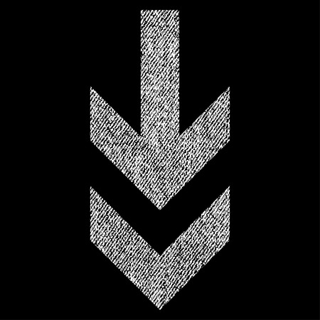 Arrow Down vector textured icon for overlay watermark stamps. Fabric white vectorized texture. Symbol with unclean design. Rubber seal stamp with fiber textile structure.のイラスト素材