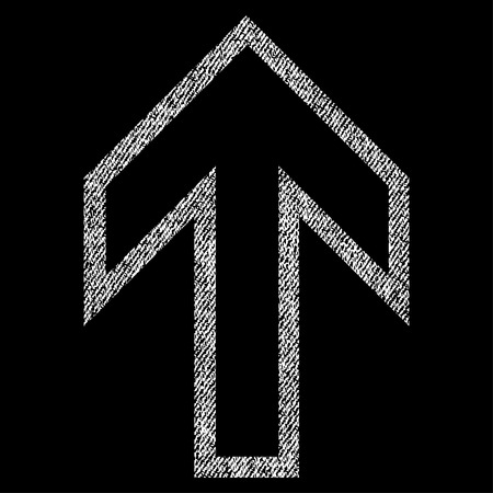 Arrow Up vector textured icon for overlay watermark stamps. Fabric white vectorized texture. Symbol with dirty design. Rubber seal stamp with fiber textile structure.のイラスト素材