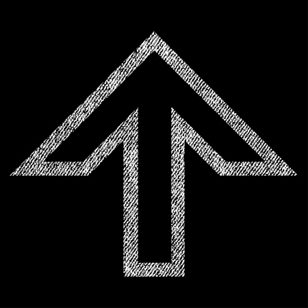 Arrow Up vector textured icon for overlay watermark stamps. Fabric white vectorized texture. Symbol with dirty design. Rubber seal stamp with fiber textile structure.のイラスト素材
