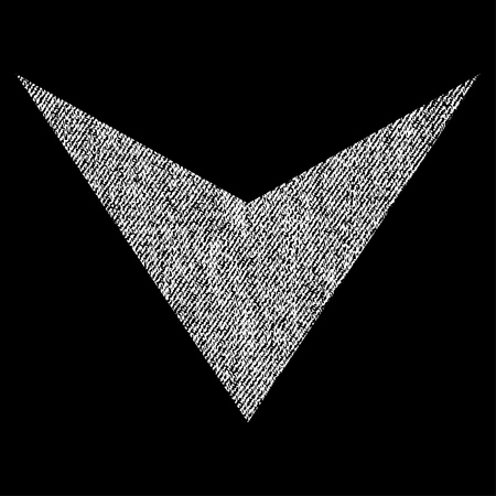 Arrowhead Down vector textured icon for overlay watermark stamps. Fabric white vectorized texture. Symbol with dust design. Rubber seal stamp with fiber textile structure.のイラスト素材