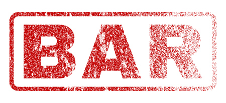 Bar text rubber seal stamp for watermarks. Textured sign. Vector red tag inside rounded rectangular shape. Grunge design and dirty texture.のイラスト素材
